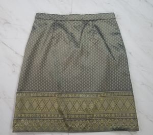 Vintage 80s Handmade 90s Vibes Metallic Dark Academia Aesthetic Jacquard Skirt